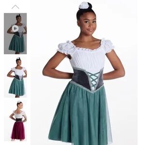 Weismann Dance Ballet Costume - Belle Child medium, green and white